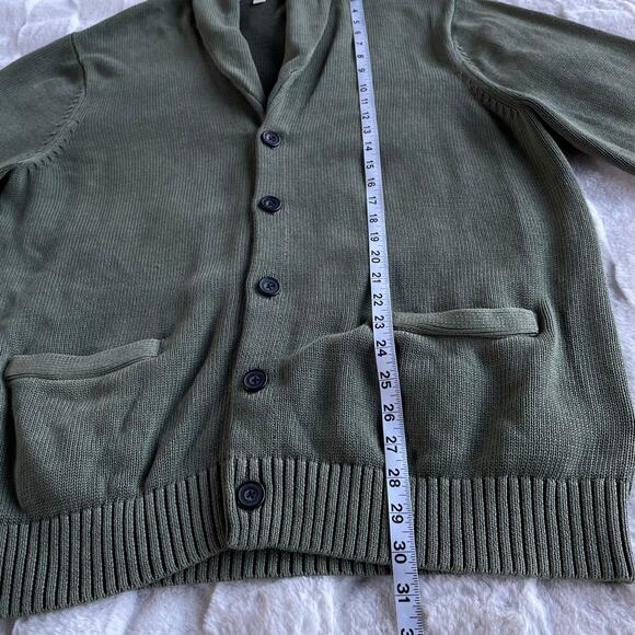 🔥Goodthreads Green Cotton Knitted Sweater Cardigan Kurt Cobain Grunge Grandpa - Picture 13 of 15